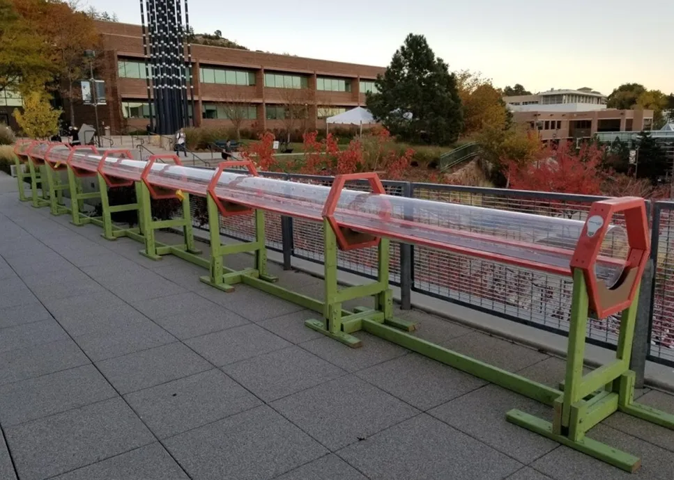 Model of a hyperloop system outside Engineering Building